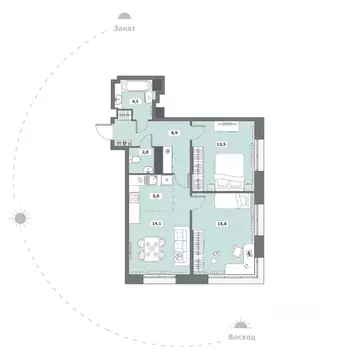 2-к кв. Вологодская область, Вологда ул. Возрождения, 35к2 (63.4 м)