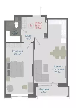 2-к кв. Воронежская область, Новоусманский район, пос. Отрадное ул. ...