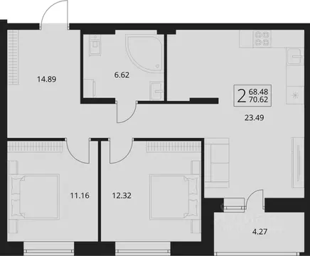2-к кв. Брянская область, Брянский район, Снежское с/пос, пос. Путевка ...
