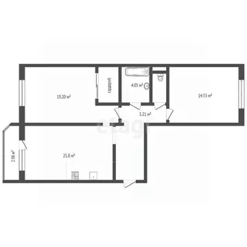 2-к кв. Тюменская область, Тюмень ул. Валентины Трофимовой, 7 (69.0 м)