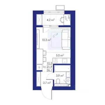 1-к кв. Саратовская область, Энгельс Харьковская ул., 14 (26.1 м)