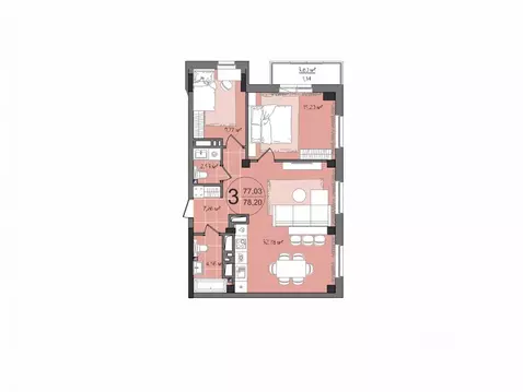 3-к кв. Челябинская область, Челябинск Манхэттен жилой комплекс (80.93 ...