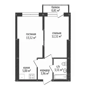2-к кв. Башкортостан, Уфа Бакалинская ул., 4 (38.29 м)
