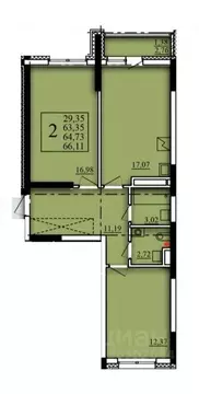 2-к кв. Башкортостан, Уфа Затон-Восточный жилрайон, Паруса жилой ...