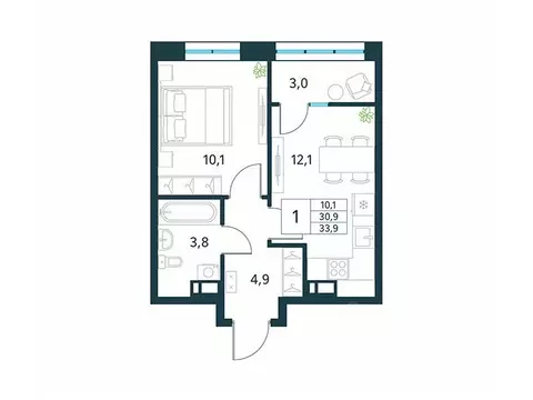 1-к кв. Забайкальский край, Чита Хороший мкр,  (33.9 м)