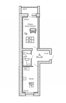 1-к кв. Тамбовская область, Тамбовский муниципальный округ, д. Крутые ...