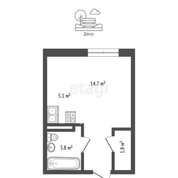 Квартира-студия: деревня Сапроново, улица Западный Квартал, 6к1 (25.4 ...