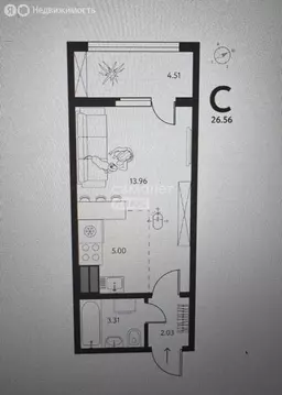 Квартира-студия: Липецк, улица Перова, 2Д (26.56 м)