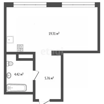 Студия Тюменская область, Тюмень ул. Новоселов, 90 (30.0 м)