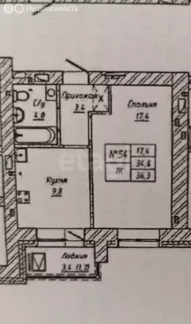 1-комнатная квартира: Барнаул, улица Чернышевского, 189 (34.6 м)