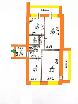 3-к кв. Орловская область, Орел ул. Абрамова и Соколова, 3 (84.5 м)