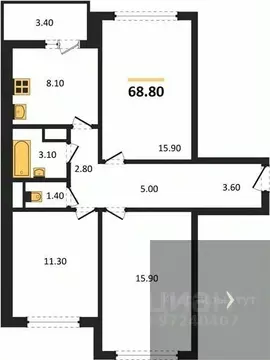 3-к кв. Воронежская область, Воронеж ул. Шибилкина, 9 (68.8 м)