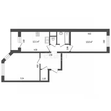 2-к кв. Калужская область, Калуга Хрустальная ул., 44к4 (60.3 м)