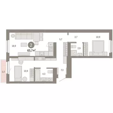 2-комнатная квартира: Новосибирский район, рабочий посёлок Краснообск, ...