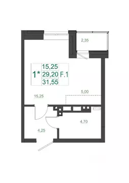 Студия Красноярский край, Красноярск Мясокомбинат мкр, 1 (32.05 м)