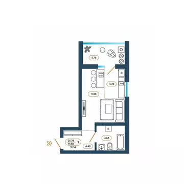 Студия Ростовская область, Батайск ул. Родная, 1 (32.0 м)