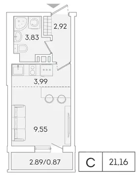 Студия Ленинградская область, Мурино Всеволожский район, ул. Графская, ...