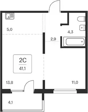 2-комнатная квартира: Новосибирск, квартал на Игарской (37 м)