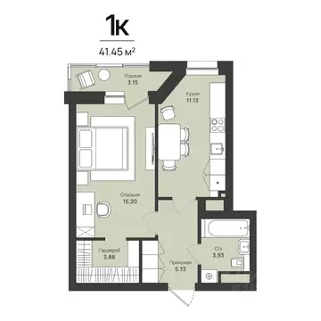 1-к кв. Пермский край, Пермь Уинская ул., 54 (41.45 м)