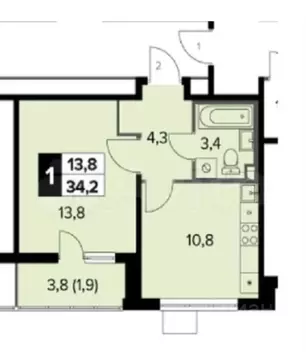 1-к кв. Московская область, Ленинский городской округ, д. Сапроново ...