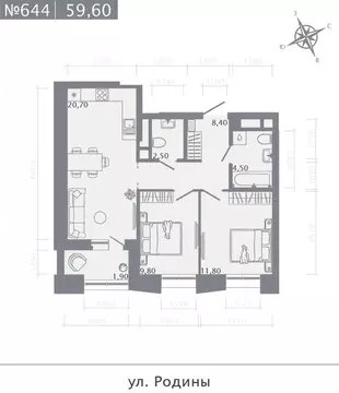 2-к кв. Татарстан, Казань Родины мкр, Главные Роли жилой комплекс ...