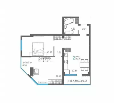 2-к кв. Крым, Ялта ул. Кирова, 155Ак1 (64.07 м)