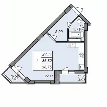 1-к кв. Воронежская область, Воронеж Волгоградская ул., 45 (36.0 м)