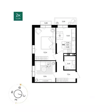 2-к кв. Ярославская область, Ярославль Северный жилрайон, 15-й мкр, ...