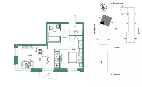 2-к кв. Свердловская область, Екатеринбург муниципальное образование, ...