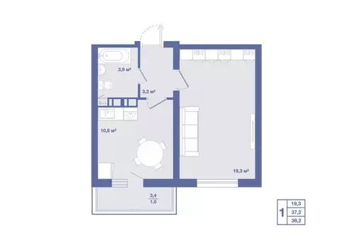 1-к кв. Воронежская область, Воронеж ул. Шидловского, 22 (38.2 м)