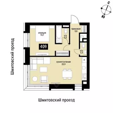 1-к кв. Москва Шелепиха жилой комплекс (51.2 м)
