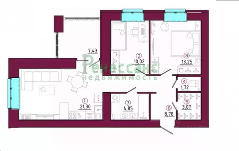 2-к кв. Брянская область, Брянск ул. Имени А.Ф. Войстроченко, 1 (67.0 ...