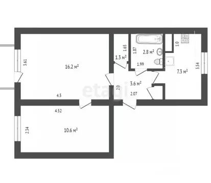 2-к кв. Башкортостан, Стерлитамак просп. Октября, 53 (44.5 м)