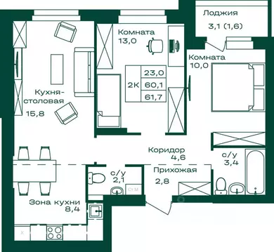 2-к кв. Алтай, Майминский район, с. Майма Алтайская ул., 2к4 (61.7 м)