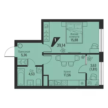 1-к кв. Свердловская область, Екатеринбург просп. Космонавтов, 100 ...