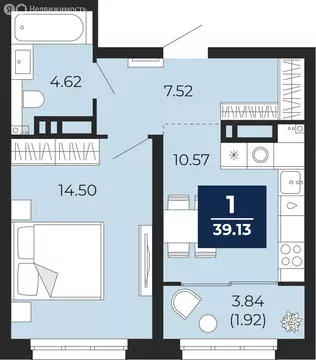1-комнатная квартира: Тюмень, Камчатская улица, 109к1 (41.05 м)