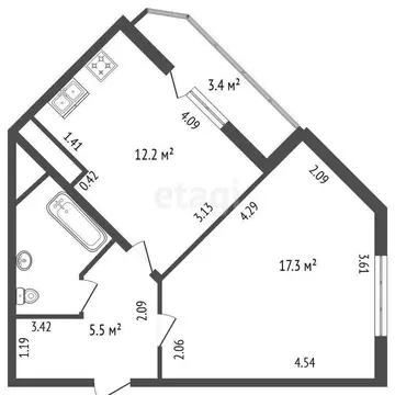1-комнатная квартира: Санкт-Петербург, улица Маршала Захарова, 18к1 ...