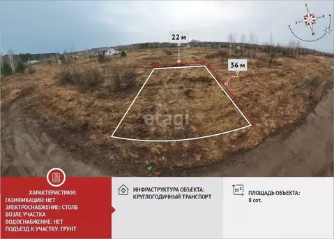 Участок в Тюменская область, Нижнетавдинский район, Геолог-2 СНТ  (8.0 ...