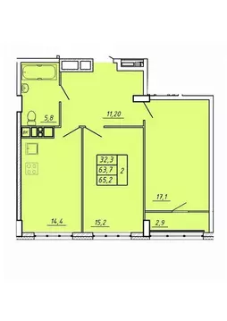 2-к кв. Ивановская область, Иваново Видный мкр,  (65.2 м)