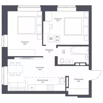 3-к кв. Новосибирская область, Новосибирский район, Барышевский ...