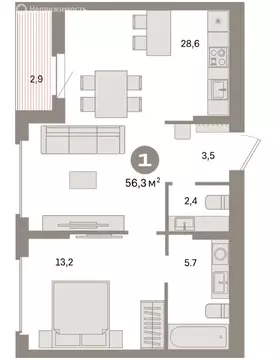 1-комнатная квартира: Екатеринбург, жилой район Сортировочный, ...