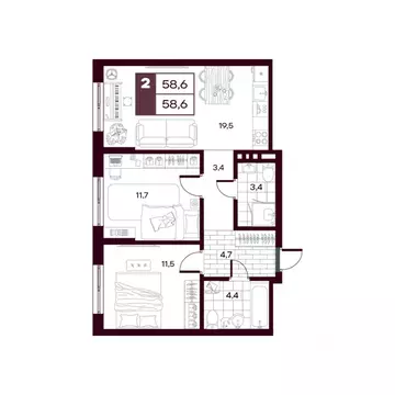 2-к кв. Тюменская область, Тюменский муниципальный округ, д. Дударева ...