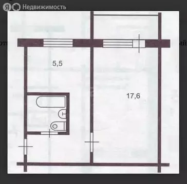 1-комнатная квартира: Тольятти, улица Толстого, 13 (35.8 м)