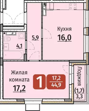 1-к кв. Чувашия, Чебоксары ул. Энергетиков (44.9 м)