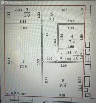1-комнатная квартира: Лаишевский район, с. Сокуры, ул. Берёзовая (39.9 ...