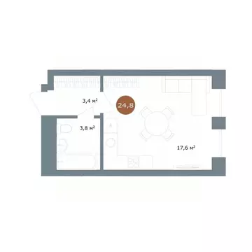 Студия Новосибирская область, Новосибирск ул. Костычева, 19/1 (24.8 м)