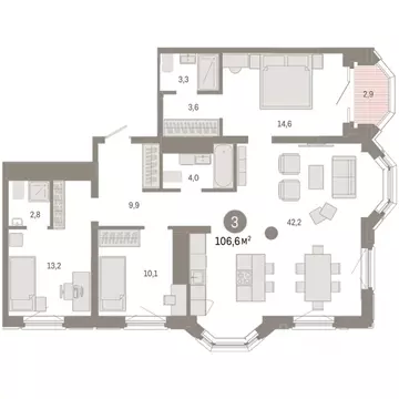 3-к кв. Свердловская область, Екатеринбург Вокзальный жилрайон, ул. ...