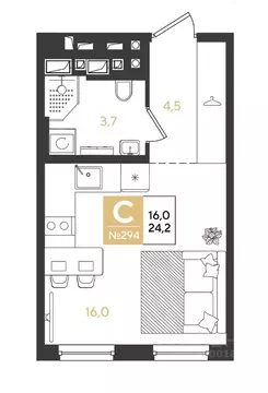 Студия Краснодарский край, Краснодар Самолет кв-л,  (24.2 м)
