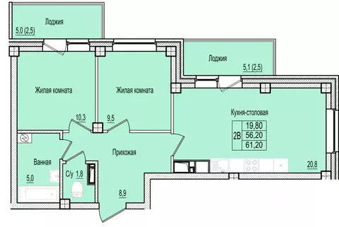 2-к кв. Псковская область, Псков Овсище исторический район,  (61.2 м)