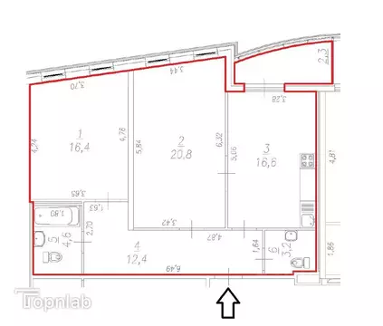 2-к кв. Санкт-Петербург Уральская ул., 2 (74.0 м)